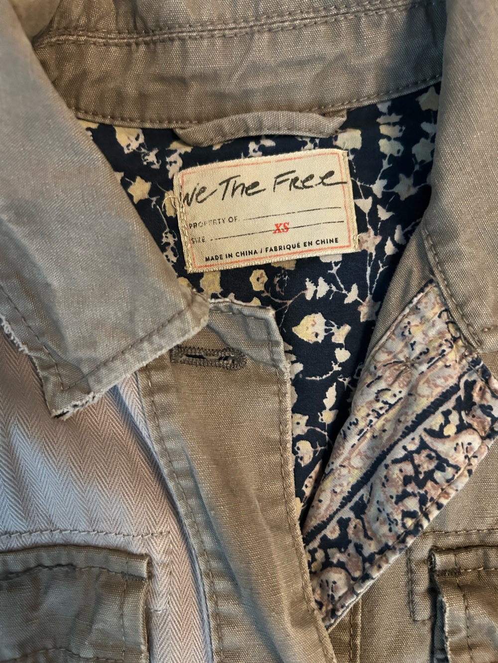 Free People Two-Tone Utility Jacket in Taupe and Gray - Picture 4 of 7